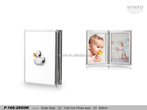 Cadre photo en métal Winko DUCKIE (2) 6x9 cm, cadre photo à double poche, époxy blanc, icône canard, blanc... - Product Image 1