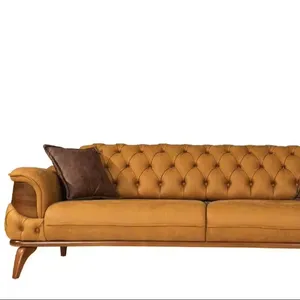 Divano tre posti divano in pelle divani divano lusso Chesterfield Western USA giallo