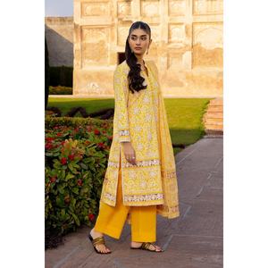 Traje de 3 Piezas para Mujer en Corduroy Amarillo con Estampado y Decoración de Botones - Product Image 5