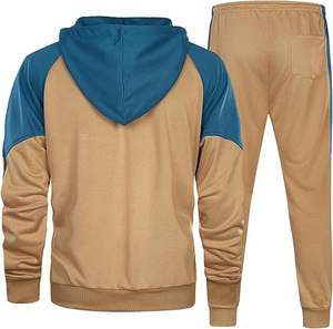 Men's 100% Cotton Athletic Jogging Sweatpants Solid Pattern Full-<b>Zip</b> <b>Hooded</b> Tracksuit Long Sleeve Warm 2-Piece Winter Gym - Product Image 2