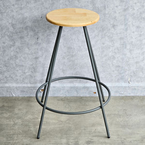 Contemporary High Bar <b>Stool</b> with Pu <b>Cushion</b> and Powder-Coated Iron Legs - Product Image 5