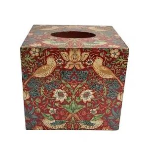 Modern Luxury Napkin <b>Boxes</b> Nature-Friendly Wooden Tissue Box with <b>Floral</b> Print for Home Hotels & Cafes Table Decoration - Product Image 3