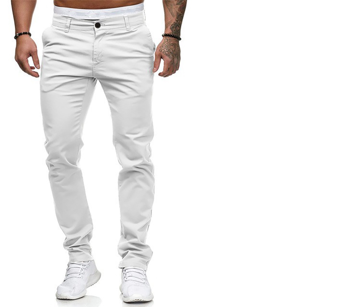 Oem Aangepaste Logo Design Heren Katoenen Broek Zwart Skinny Jeans Casual Broek