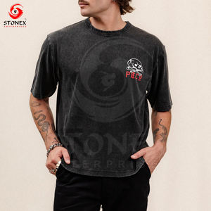 T-shirt graphique en coton surdimensionné pour hommes DTG imprimé T-shirt streetwear délavé - Product Image 2