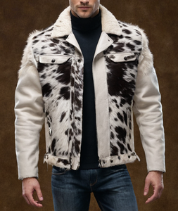 Chaqueta de pelo de vaca de invierno para hombre de diseño superior con cuello levantado manga completa 100% cuero de alta calidad personalizable precio razonable - Product Image 1