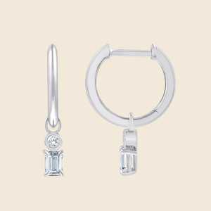 Boucles d'oreilles rondes en diamant doublement serties, pour fête de fiançailles, avec diamants ronds cultivés en laboratoire 0,28 carat F+-VS en or massif 14 carats - Product Image 1