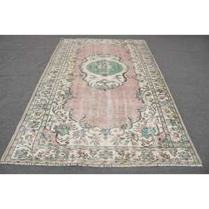 5.7x9.4 ft Rug, Vintage Turkish Rug, <b>Brown</b> <b>Wool</b> Rug - Product Image 3