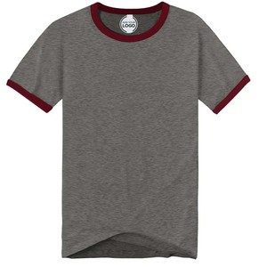 Venta al por mayor de algodón de manga corta con cuello redondo Camiseta Ringer para hombre Camiseta de manga corta con cuello redondo suave ajustado Ringer camisetas - Product Image 4