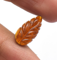 Sculptures de feuille d'ambre naturel 18X9mm feuille sculptée sur une dentelle 2.15 Cts Pologne cristal d'ambre baltique