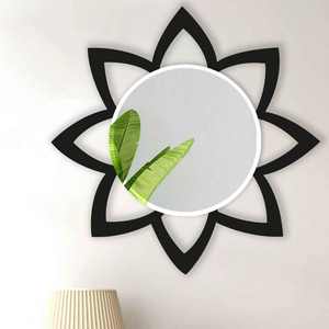 Espejo de pared de metal con diseño de flores modernas de alta demanda con luz LED Fabricante y exportador de alta calidad para bodas - Product Image 2