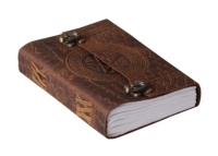 Carnet de notes rond en cuir véritable à motif crocodile, pentagramme, fournitures de bureau et papeterie, fournitures scolaires, journal vintage