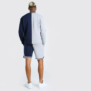 Ensembles courts d'été décontractés pour hommes de la dernière mode T-shirt de couleur unie et respirant avec logo personnalisé impression couleur bicolore - Product Image 4