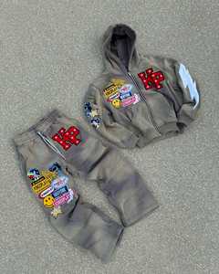 Ensemble de vêtements d'extérieur personnalisés 100% coton, polaire 500 GSM, tricoté, poids lourd, respirant, broderie, patch imprimé, lavage délavé au soleil, homme - Product Image 3