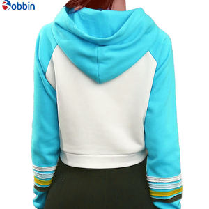 Sweat-shirt à capuche court en coton pour femme avec manches longues, logo personnalisé, haut court vierge, sweat-shirt à capuche, col à capuche - Product Image 2