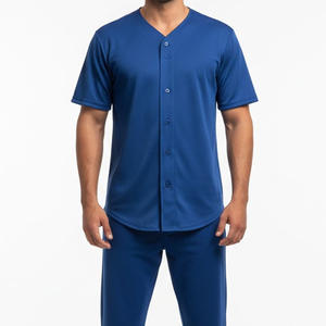 Ensembles d'uniformes de baseball pour hommes, vêtements de sport d'équipe personnalisés, usine OEM, conception personnalisée, devant respirant, 100% polyester, séchage rapide, col en V - Product Image 5