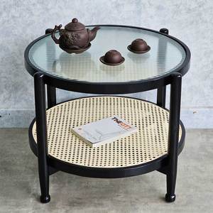Modern Two-Tier Round Glass Top Coffee <b>Table</b> 58x46cm Durable Living Room Furniture Side <b>Table</b> for Entry Home Use - Product Image 6