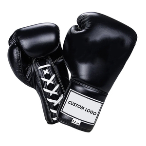 Own Logo Printed Custom Boxing <b>Gloves</b> Genuine Leather PU Synthetic Leather Shock-Absorbing Lightweight <b>Black</b> Color 2025 Model - Product Image 1