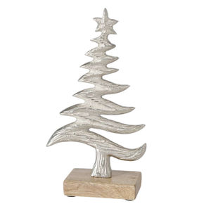 Sculpture en aluminium de qualité supérieure faite à la main avec base en bois décor de table de noël moderne et écologique bon accessoire de fête - Product Image 6