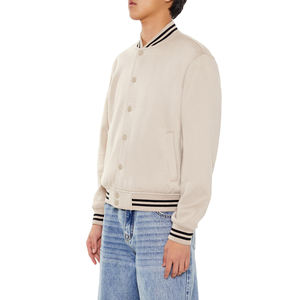 Veste universitaire de haute qualité pour hommes veste d'hiver décontractée avec bouton de couleur crème design personnalisé logo - Product Image 3