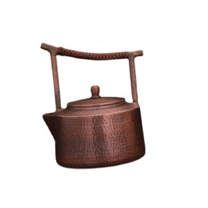 Bouilloire à thé en cuivre massif avec poignée ergonomique, finition martelée épaisse, théière - Product Image 1