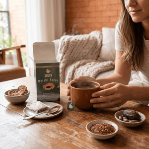 Infuso Erboristico di Funghi Reishi e Adattogeni Shezin, Tè al Cacao e Rooibos, 16 Bustine di Tè - Product Image 3