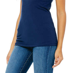 Airlume-Camiseta de algodón peinado con cuello en V para mujer, camiseta de manga corta con anillo tejido, 100% oz, azul marino, 4,2 - Product Image 5