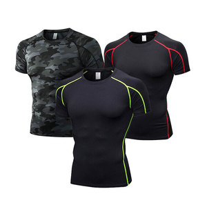 2024 New Arrival Plus Size Breathable Workout Shirts Knitted <b>Compression</b> Half Sleeve with Plain Print in Polyester Fabric - Product Image 2