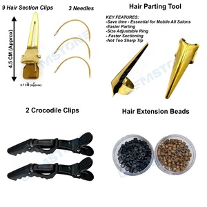 GEMSTONE ENTERPRISES Kit de Herramientas de Acero Inoxidable Dorado para Extensiones de Cabello: Alicates, Gancho de Anclaje, Pinzas de Sujeción, Clips de Sección y Tijeras de Corte - Product Image 5