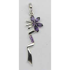 Pendentif Shah Gems pour femme en améthyste naturelle en argent sterling 925 plaqué or rose avec breloques à motifs religieux style dessin animé - Product Image 1