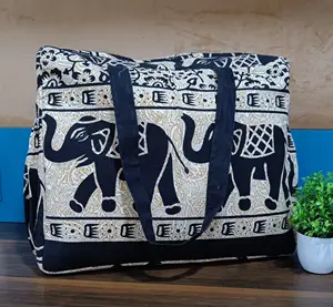 Hand Printed Latest Design Tote Bag Authentic Indian Picnic Travelling Cotton Baby Diaper Bags Hand Made Ethnic Baby Mother Bags