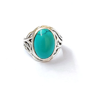 <b>Turquoise</b> <b>Ring</b> (4.4 Grams) Fashionable Trendy Princess Cut Diamond Rose Gold Gold Rhodium Plating Bezel Setting Perfect Gift - Product Image 1