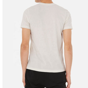 T-shirt à moitié blanc pour homme 100% coton tissu peigné ample col rond séchage rapide respirant personnalisable T-shirt de fitness décontracté - Product Image 2