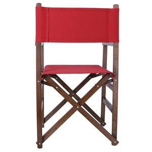 Chaise de directeur WELL HOME avec structure en noyer et toile bordeaux 51x46x86 cm - Product Image 5