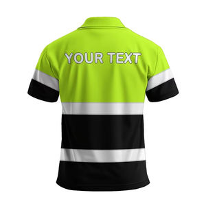 Custom 100% Cotton Knitted Work T shirt Reflective High Visibility Safety Hi Vis Polo Shirt - Product Image 2