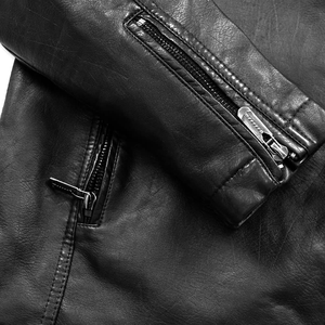 Veste de vélo en cuir pour homme Business Gentleman col montant veste zippée - Product Image 5