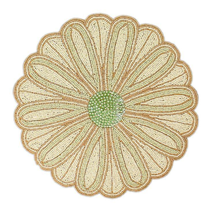 <b>White</b> Theme Golden Leaves Handmade Beaded Blue and <b>White</b> Place-mat Handmade Beaded Place Mat for Dining by glowin fashion - Product Image 6