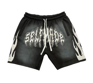 Pantalones cortos de algodón para hombre con estampado de puff, lavado ácido desteñido por el sol, ropa de calle, pantalones cortos de hombre con borde crudo, pantalones cortos de verano de alta calidad para hombre - Product Image 3