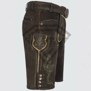 Pantalones cortos de cuero de alta calidad Bavarian Lederhosen, cintura elástica cómoda, pantalones cortos de Lederhosen bordados de Color sólido hechos a medida - Product Image 3