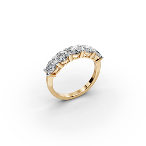 แหวนเพชรแล็บโกรว์ห้าเม็ดทรงมิลสโตน ทอง 18K/14K น้ำหนัก 2.00 กะรัต ทรงกลมเจียระไนบริลเลียนท์ สำหรับผู้หญิง สวมใส่ในโอกาสหมั้น - Product Image 1