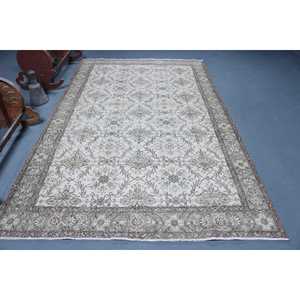 Tapis turc vintage, tapis de 6x9,6 pieds, tapis en laine Ikat vert - Product Image 1