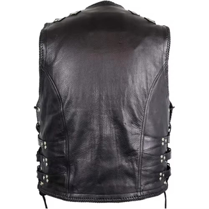 OEM ODM Service Men's Soft Leather <b>Vest</b> High Street Style Outerwear Smooth Texture Flexible Breathable Waterproof Eco-Friendly - Product Image 2