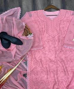 Nhà thiết kế satin salwar dupatta Set: nhà thiết kế satin salwar dupatta Bộ với công việc đá tuyệt đẹp và chi tiết sequin. - Product Image 5