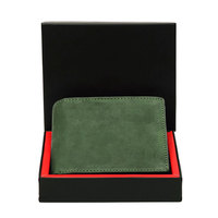 Dompet kulit asli pria, dompet kulit warna polos Slim Logo kustom harga rendah