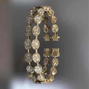 Luxury Women's 18K <b>Gold</b> Plated moissanite Diamond Tennis <b>Bracelet</b> New Stainless Steel <b>gold</b> Link <b>Bangles</b>\<b>bracelets</b> - Product Image 2