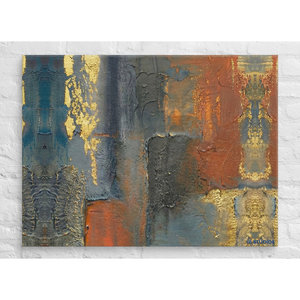 Toile enveloppée Emberfall XL avec cadre bleu et rose, design abstrait Art Déco, art mural pour salon, Ramadan - Product Image 6