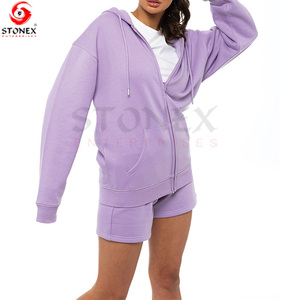 2023 Women Custom Training Jogging Wear 2 Piece Set Sportswear Oversized Crewneck Shorts Tracksuits Jogger Set - Product Image 6