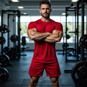 เสื้อยืดคอกลมแขนสั้นสำหรับผู้ชายผ้าคอตตอน100% แบบแห้งเร็วระบายอากาศได้ดี - Product Image 5