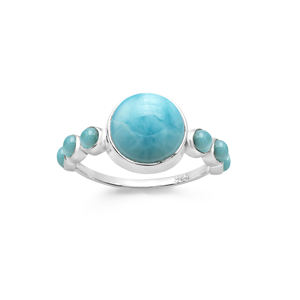 Nouvelle Collection Solide Fine Jewelry Unique 925 Sterling Silver Party Wear Ring Natural Blue Larimar Cabochon Gemstone pour les mariages - Product Image 5