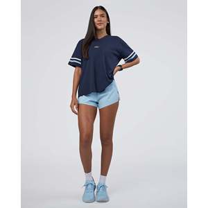 เสื้อยืดโอเวอร์ไซส์ Victory FLXCotton สีฟิวเจอร์ เนวี-กลาเซียล บลู-ลายเรียบ สำหรับใส่ลำลอง - Product Image 2