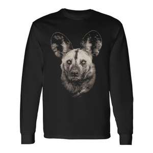 T-shirt à manches longues avec portrait de chien sauvage africain, thème Safari Wildlife - Product Image 1